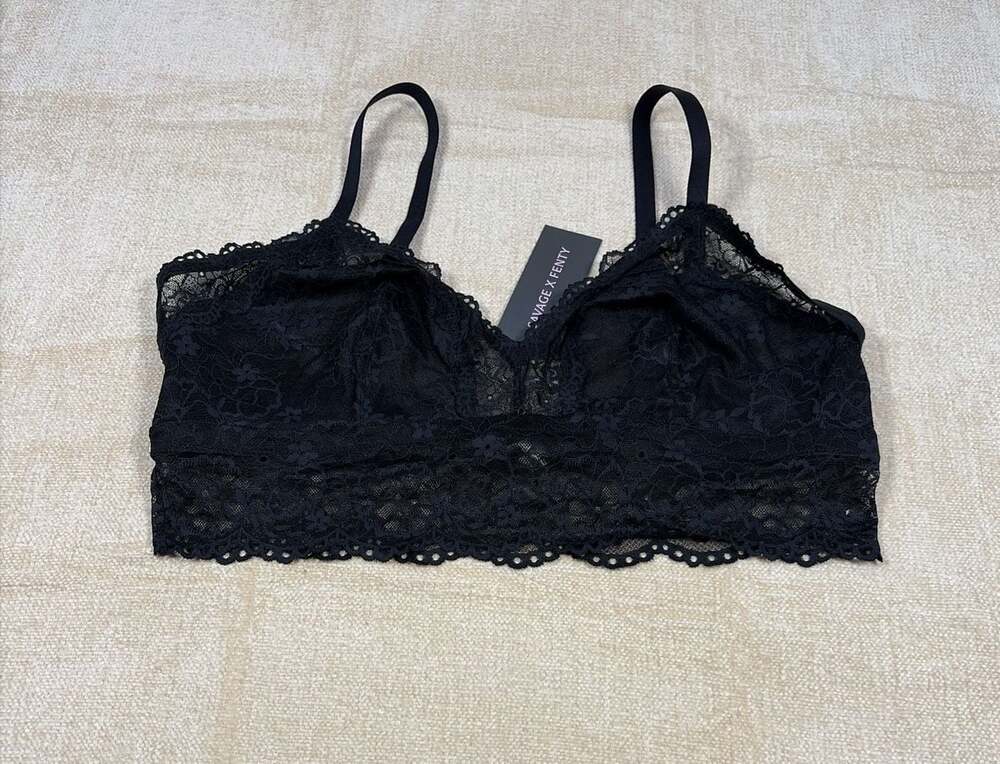 NWT Savage X Fenty Black Lace Bralette Size 2X